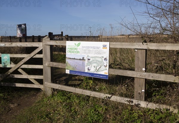 Information sign Sizewell C Consortium habitat creation project, Aldhurst Farm, Leiston, Suffolk,