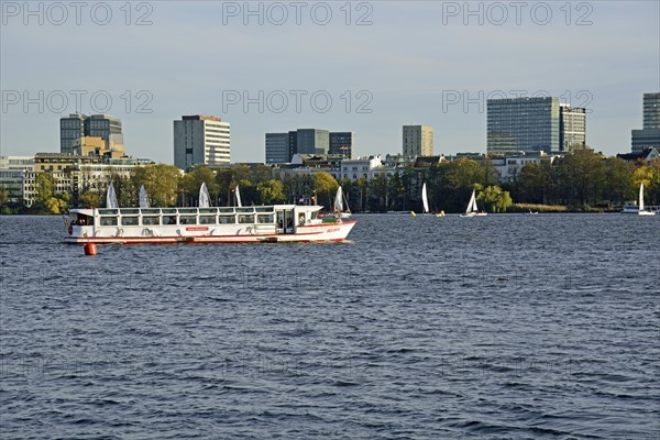 Europe, Germany, Hamburg, City, Outer Alster Lake, Alster boat Seebek, Europe