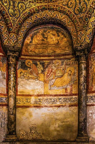 Romanesque frescoes, San Giusto Cathedral, Colle di San Giusto, Trieste, harbour town on the