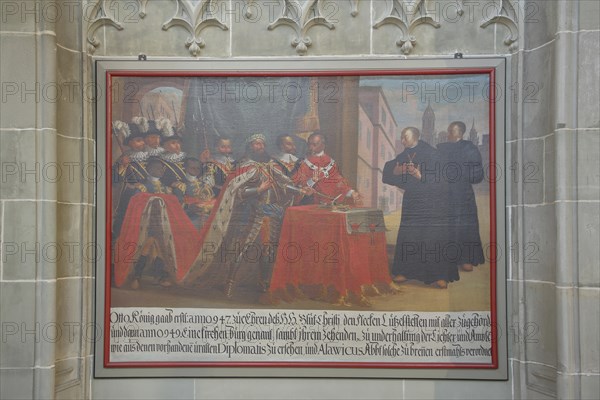 Painting with King Otto and Abbot Alawich I, Alawicus, Alawic of the monastery, Ottonian, Holy