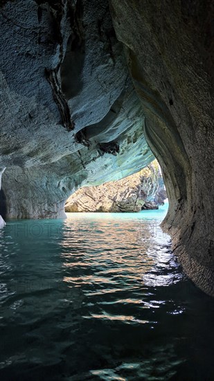 Capillas de Marmol in Lago General Carrera in Patagonia on the Carretera austral, Patagonia, Chile,