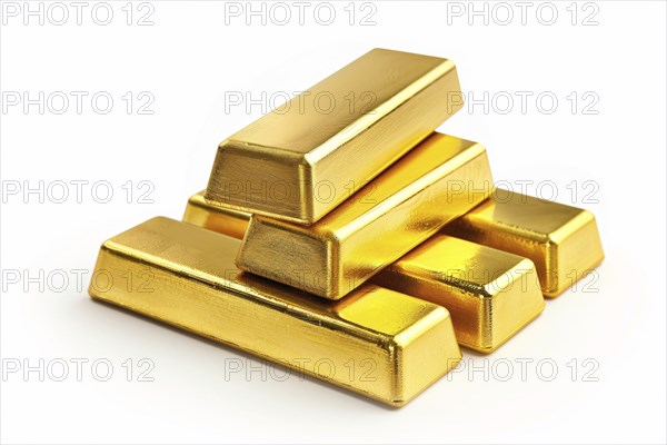 Gold bars on white background. KI generiert, generiert, AI generated