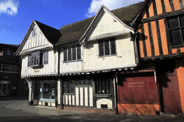 Historic half-timbered Tudor buildings in town centre, Ipswich, England, UK