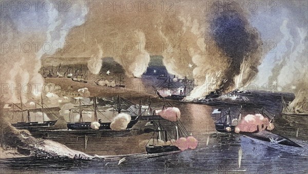 Capture of Forts Jackson and St. Phillip Louisiana 1862, USA, Historical, digitally restored