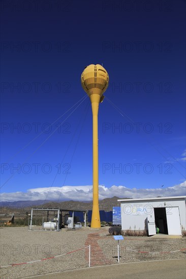 Heliostats reflect sunrays to receiver tower, solar energy scientific research centre, Tabernas,