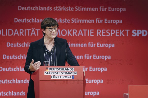 Saskia Esken, Federal Chairwoman of the SPD, recorded at the European Delegates' Conference of the