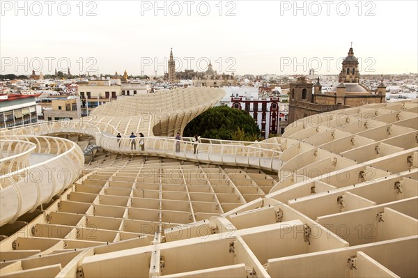 Metropol Parasol wooden structure in Plaza La Encarnación, Seville, Spain, architect Jürgen