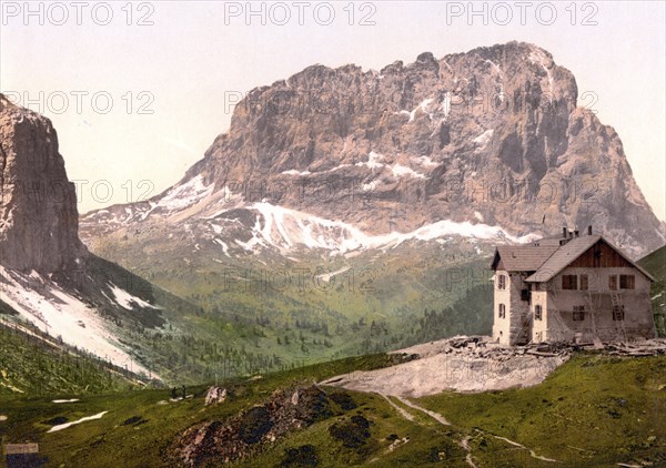 Val Gardena, Gardena Pass, Hospice and Langkofl mountain, Tyrol, formerly Austro-Hungary, today