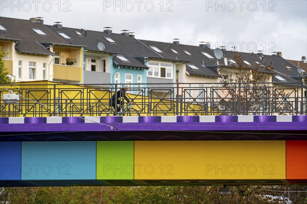 The Rainbow Bridge or Lego Bridge 2.0, over Dahler Straße, B7, undersides of bridges designed by