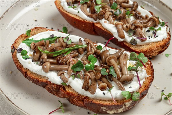 Sandwiches with cream cheese and pickled honeydew, healthy breakfast, homemade