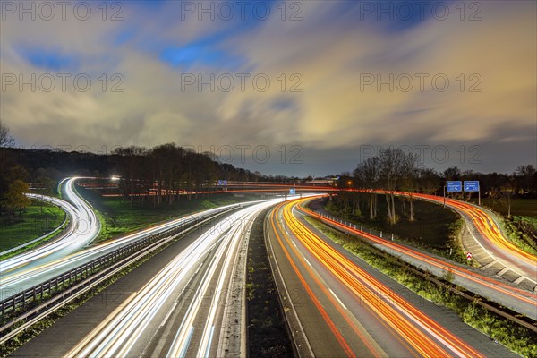 The Kaiserberg motorway junction, A40 motorway, Ruhr expressway, crosses the A3, bridge landscape,