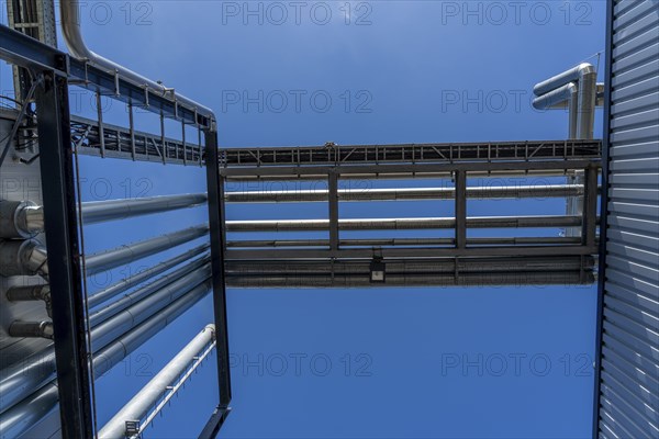 Digester, pipelines of the biogas plant of the company Reterra, biogas is produced in a digester