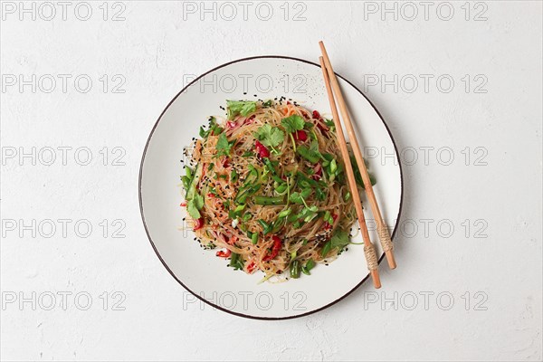Funchosa, Korean salad, with vegetables, homemade, no people