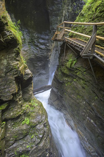 Climbing facility in the Raggaschlucht gorge, Flattach, Carinthia, Austria, Europe