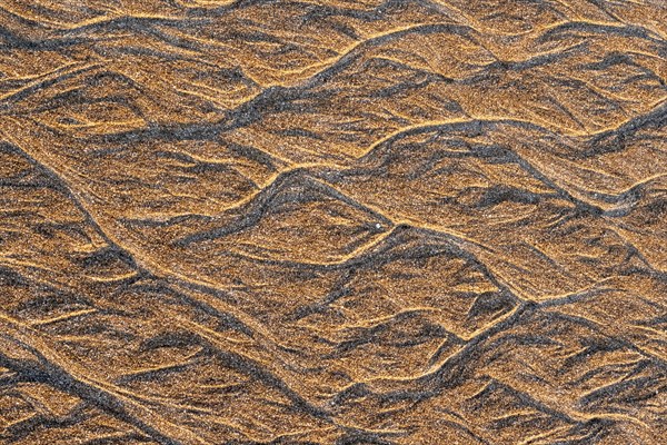 Current marks in the sand, wave pattern in the sand, sandy beach, Playa Cocalito, Pacific coast,