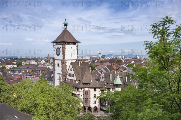 The Schwabentor, medieval city gate in the historic city centre of Freiburg im Breisgau,