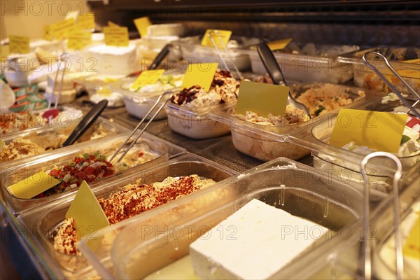 Variations of cream cheese in the cheese counter