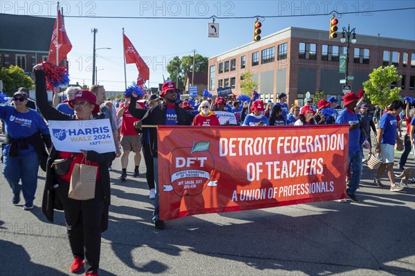 Detroit, Michigan USA, 2 September 2024, Members of the Detroit Federation of Teachers joined union
