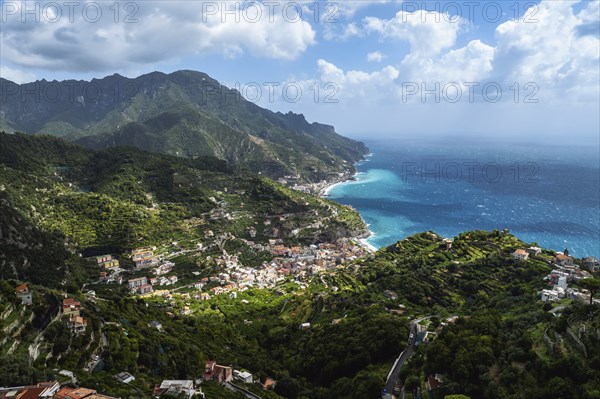 Minori from Ravello, Amalfi Coast, Tyrrhenian Sea, Salerno, Campania, Italy, Europe