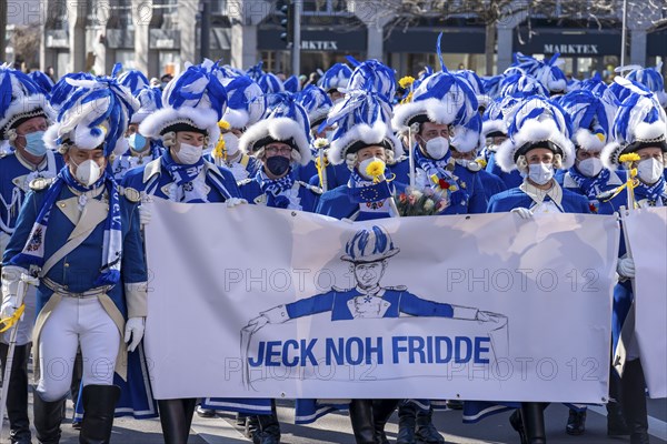 Peace demonstration against the war in Ukraine, instead of the Rose Monday parade in Cologne, with