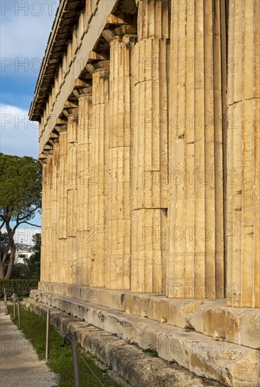 Doric colonnade of the Temple of Hephaestus, Ancient Agora of Athens, Greece, Europe