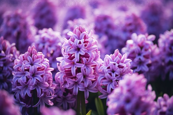 Close up of purple Hyacinth spring flowers. KI generiert, generiert AI generated