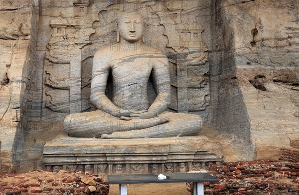 Seated Buddha figure, Gal Viharaya, UNESCO World Heritage Site, the ancient city of Polonnaruwa,