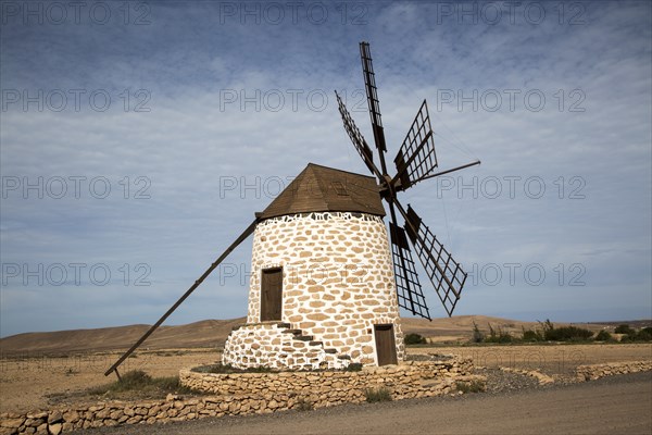 Traditional windmill at Tefia, Fuerteventura, Canary Islands, Spain, Europe