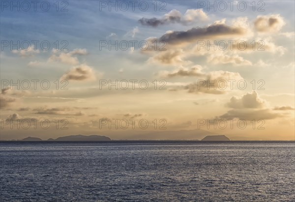 Evening sky over the sea in the marine reserve. Malaysia