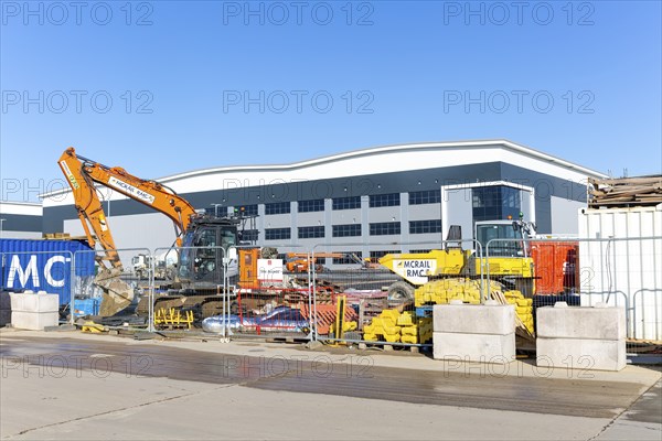 Construction site large warehouse building, Orwell Logistics Park, Nacton Heath, Ipswich, Suffolk,