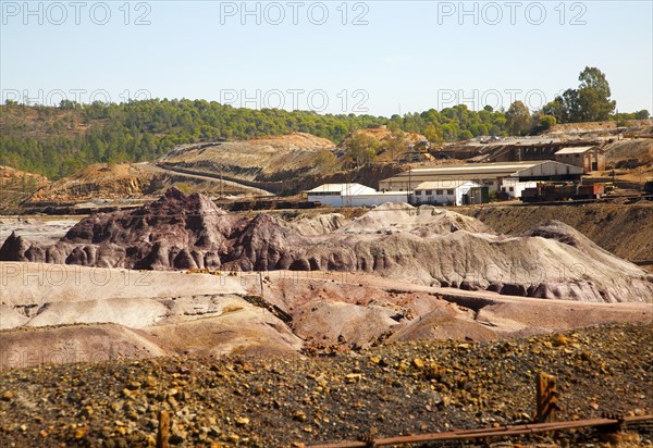 Lunar like despoiled landscape from opencast mineral extraction in the Minas de Riotinto mining