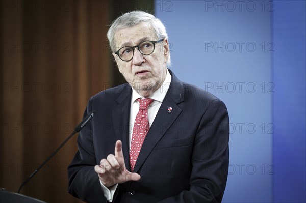 Alberto van Klaveren Stork, Foreign Minister of Chile, photographed during a press conference after