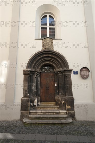 Late Romanesque entrance portal of the Gallus Chapel, Regensburg, Upper Palatinate, Bavaria,