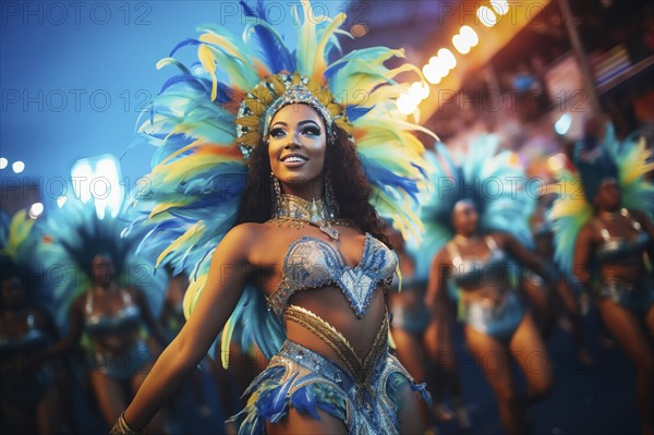 Captivating image capturing the essence of the Rio Carnival, showcasing a dancer adorned in an