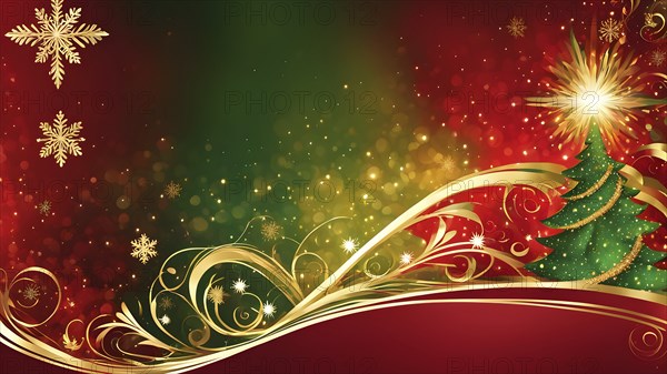 Abstract wallpaper illustration of Christmas symbols for gift cards, swirling shapes and lines, in
