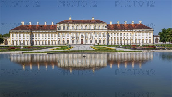 Water basin with reflection of the New Palace in the Schleissheim Palace complex, Oberschleissheim