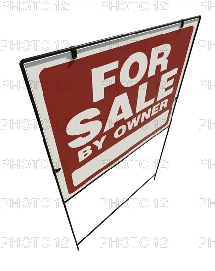 Right facing for sale by owner real estate yard sign isolated on a white background