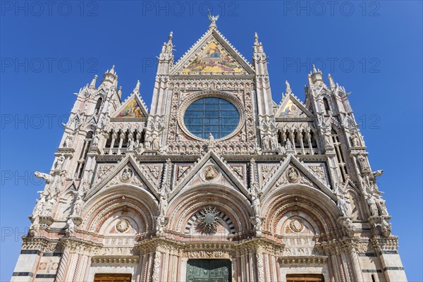 Cathedral, old town, architecture, landmark, travel, tourism, blue sky, Siena, Tuscany, Italy,