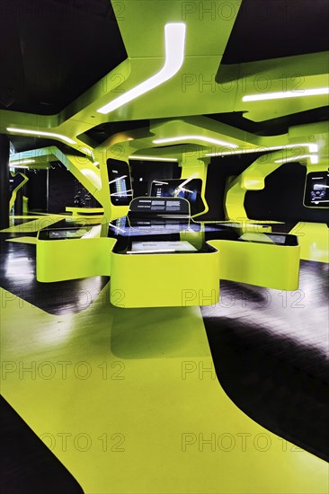 Futuristic exhibition Level Green with three-dimensional network, Autostadt, Wolfsburg, Lower