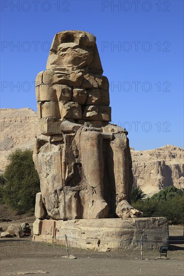 The Colossi of Memnon near Luxor, Arabic el-Colossat or es-Salamat, standing ancient Egyptian