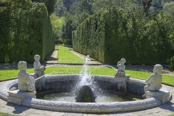The Pila fountain in the garden of Villa Barbarigo, Valsanzibio, Galzignano Terme, Province of