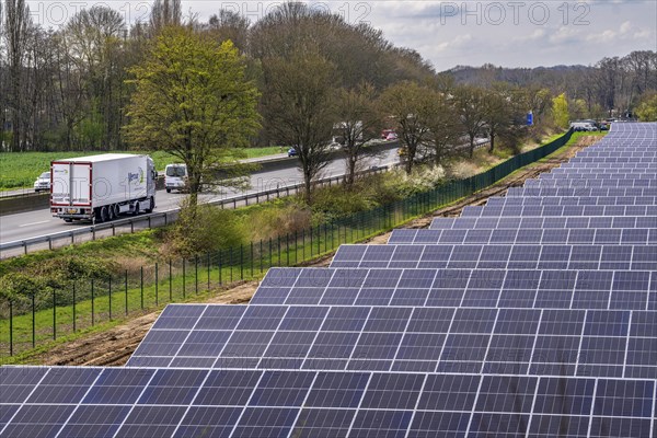 Solar park near Neukirchen-Vluyn, along the A40 motorway, over 10, 000 solar modules spread over 4