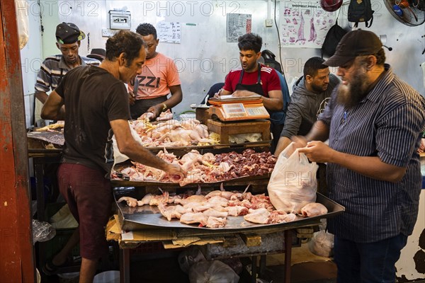 Market, meat hall, old town, Port Louis, Indian Ocean, island, Mauritius, Africa