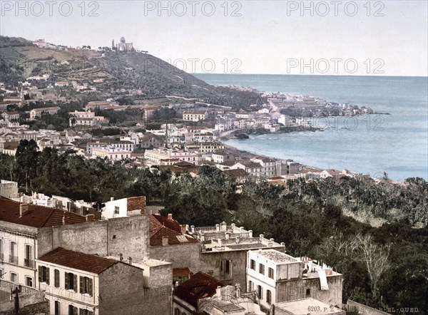 Babel Oued seen from Casbah, Algiers, Algeria, ca 1890, Historical, digitally restored reproduction