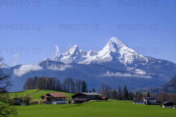 Watzmann from Bischofswiesen, Berchtesgadener Land, Upper Bavaria, Bavaria, Germany, Europe
