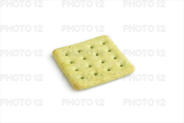 Green cracker pile isolated on white background. side view, close up