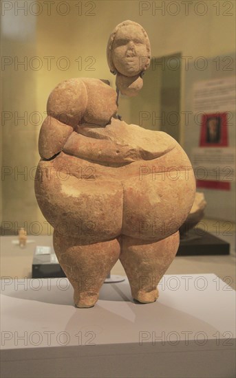 Stone woman figurine sculpture from Tarxien temples, National Museum of Archaeology, Valletta,