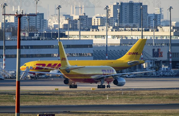 DHL Airbus A330-243F, cargo aircraft landing at Cologne-Bonn Airport, North Rhine-Westphalia,