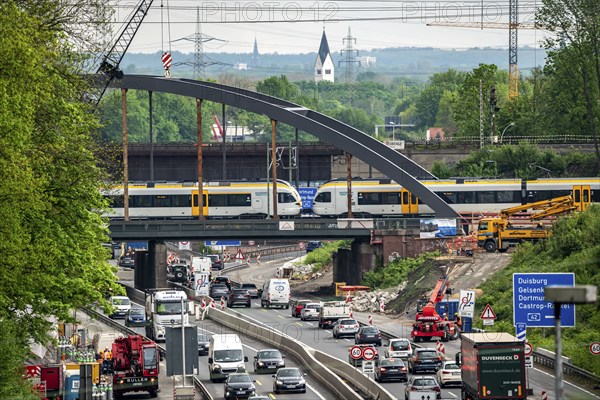 Motorway construction site, reconstruction of the Herne motorway junction, A42 and A43, new