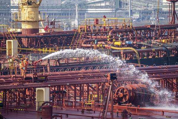 The crude oil tanker HOJO, in the seaport of Rotterdam, in the petroleum harbour, Europoort, ship